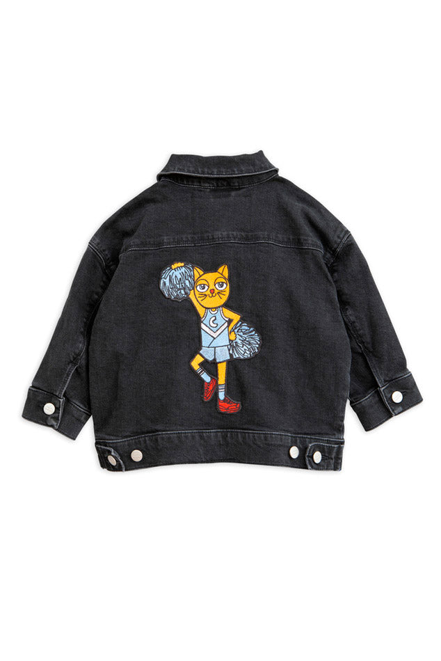 Mini Rodini Cheer Cat Denim Jacket - blueandcream