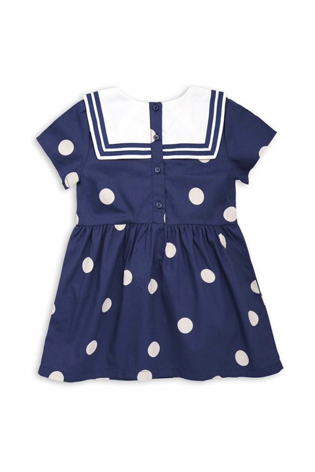 Mini Rodini Dot Woven Sailor Dress blueandcream Mini Rodini Dot Woven Sailor Dress blueandcream