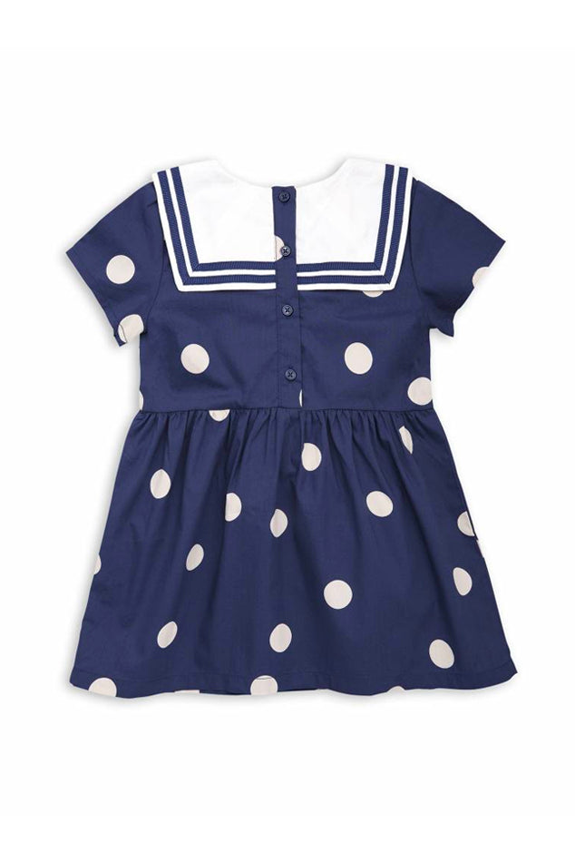Mini Rodini Dot Woven Sailor Dress - blueandcream