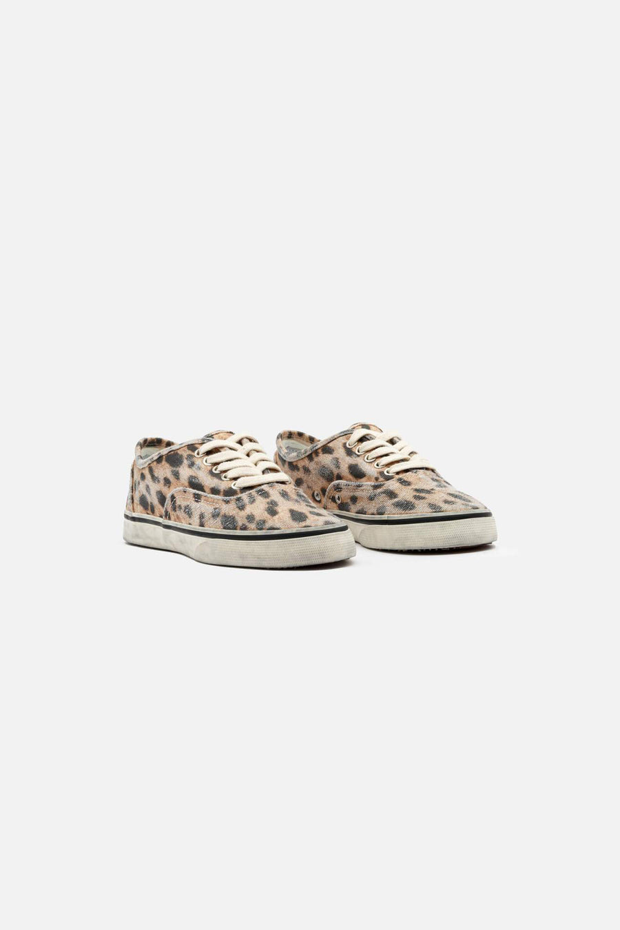 70s Low Top Skate Sneaker Faded Leopard - blueandcream