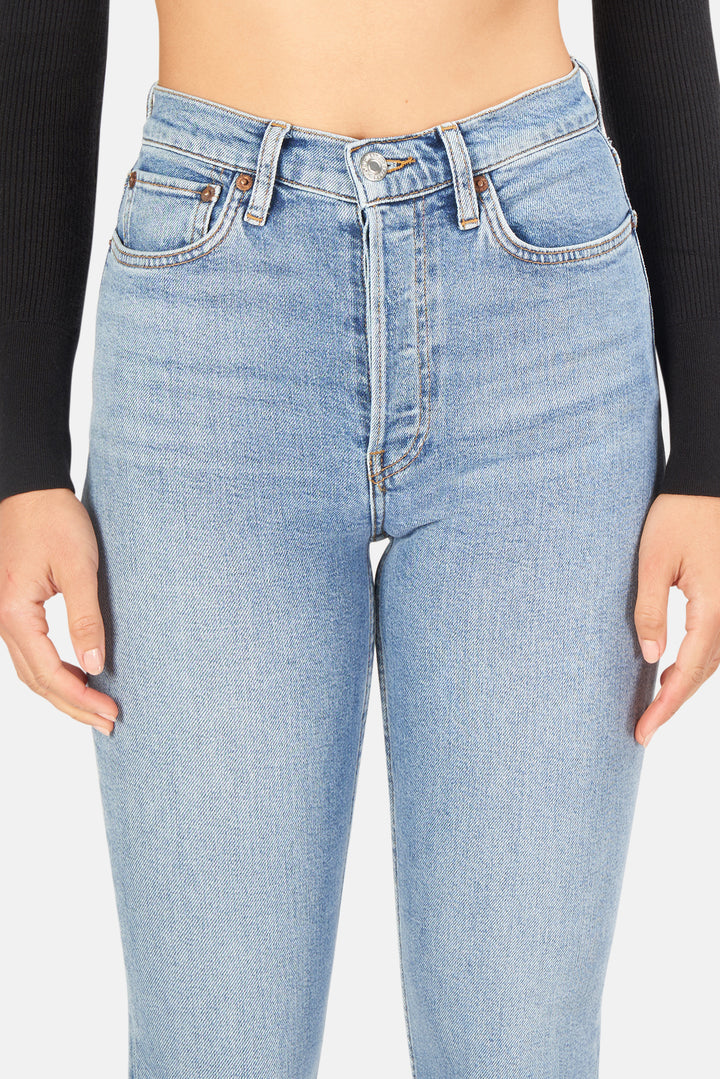High Rise Ankle Crop Jean Mid 90s - blueandcream