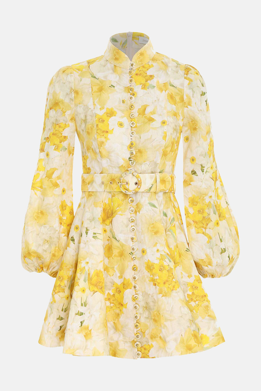 Wonderland Buttoned Mini Dress Daffodil Print