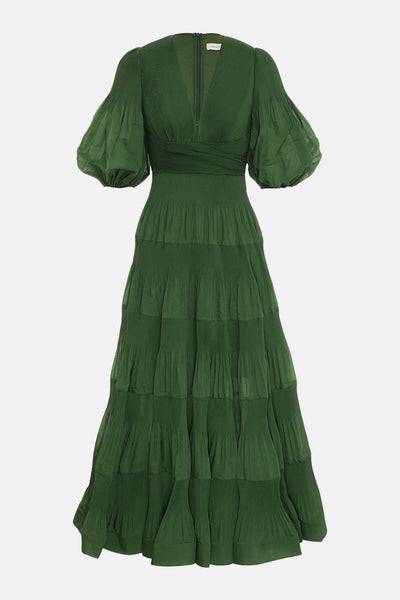 zimmermann green midi dress Pleated Midi Dress Green – blueandcream