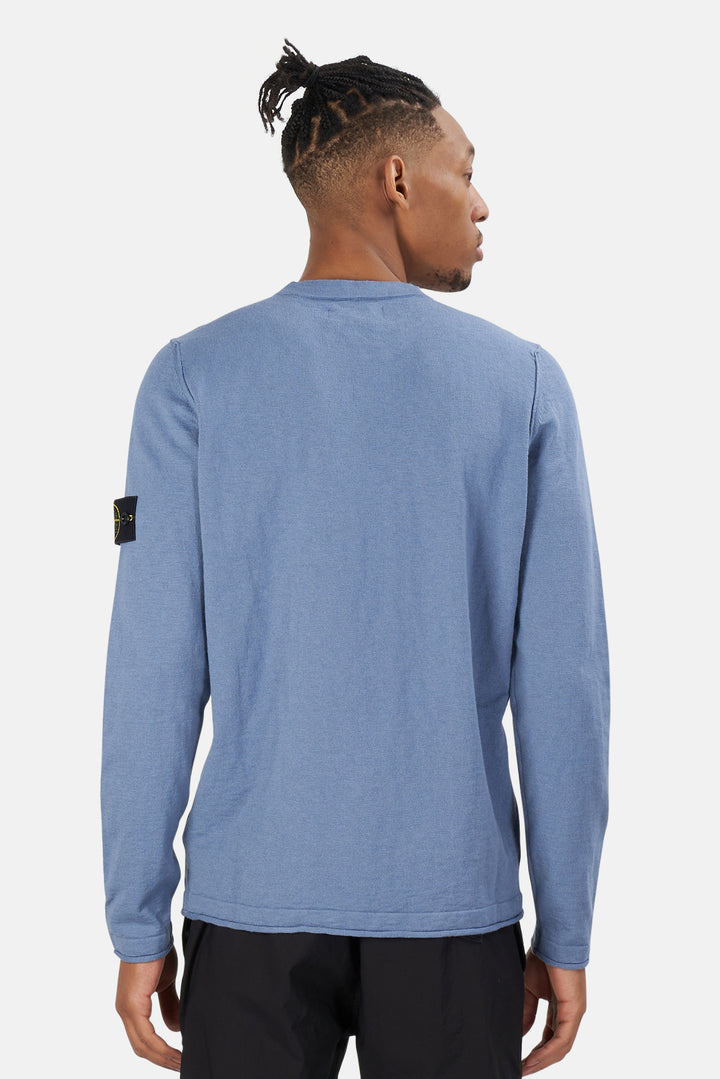 Cotton Nylon Melange Crewneck Mid Blue - blueandcream