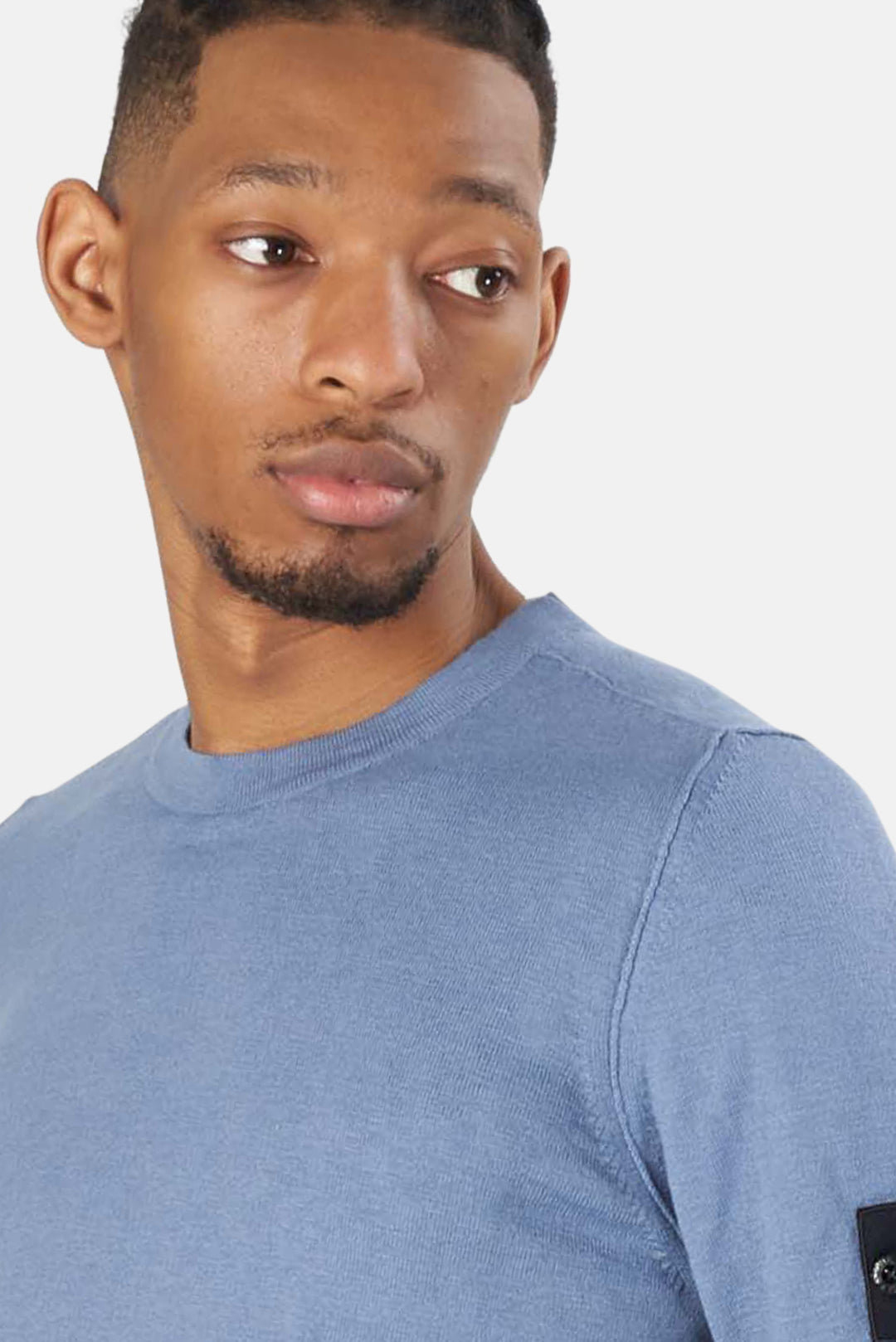 Cotton Nylon Melange Crewneck Mid Blue - blueandcream