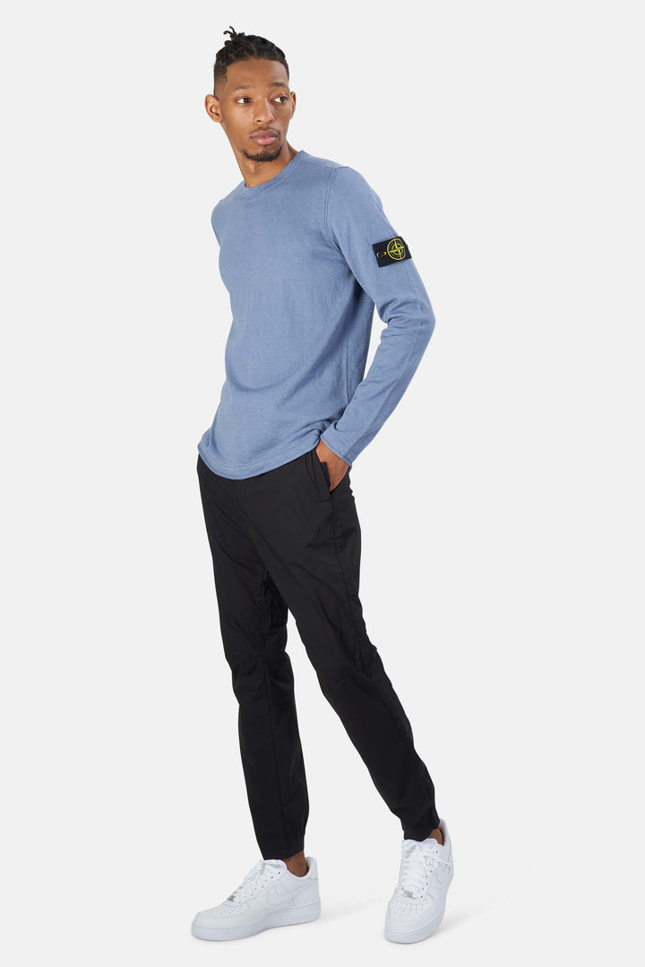 Cotton Nylon Melange Crewneck Mid Blue - blueandcream