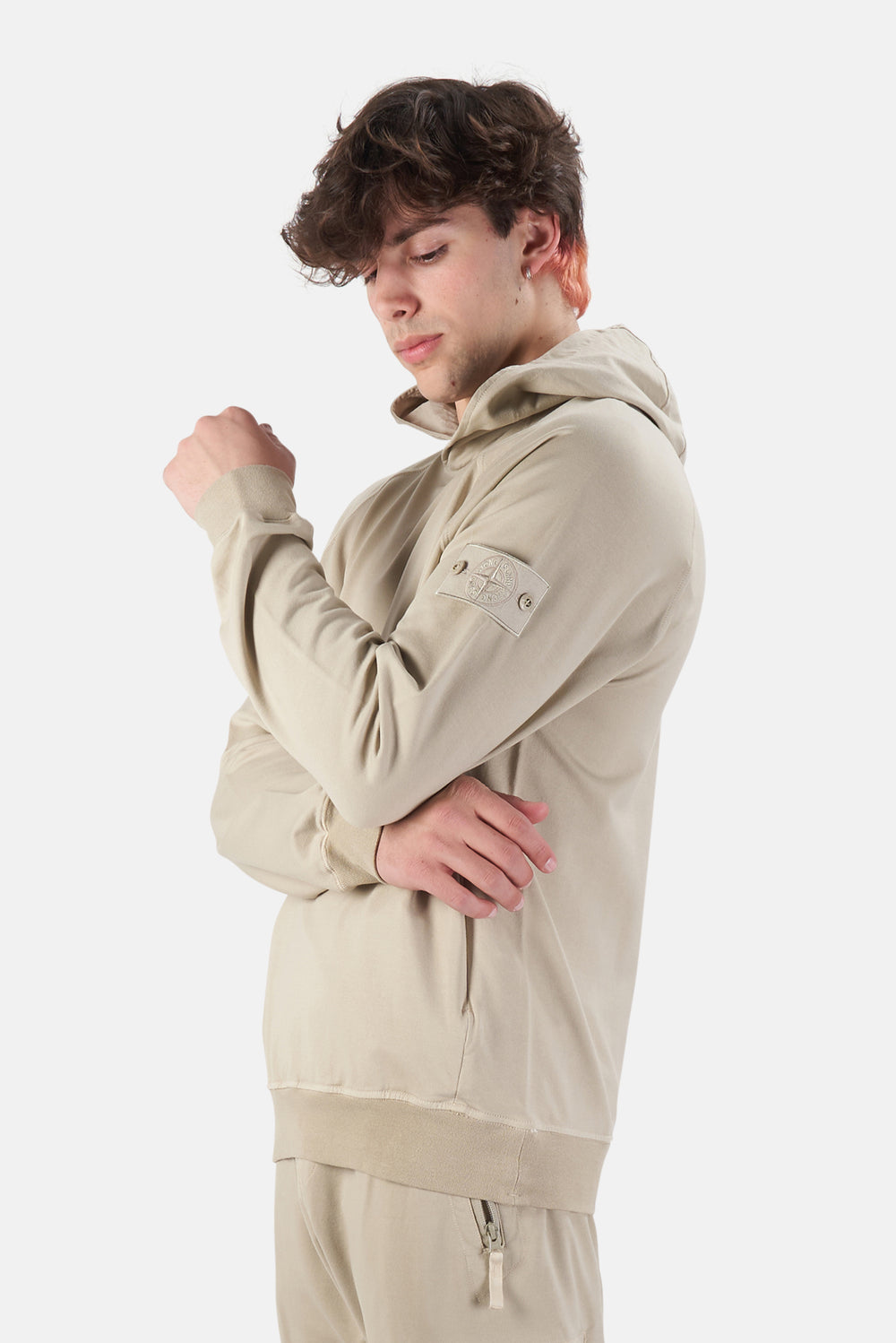 Ghost Piece Cotton Hooded Sweatshirt Khaki - blueandcream