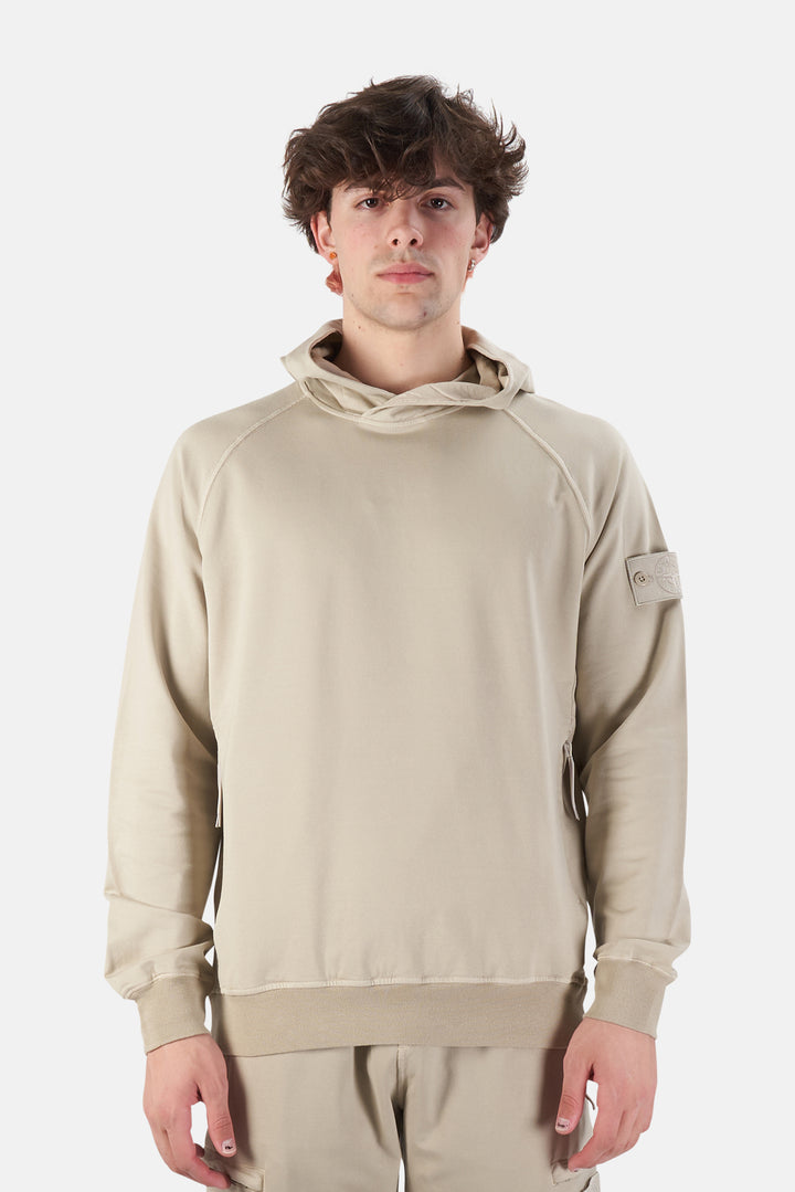 Ghost Piece Cotton Hooded Sweatshirt Khaki - blueandcream