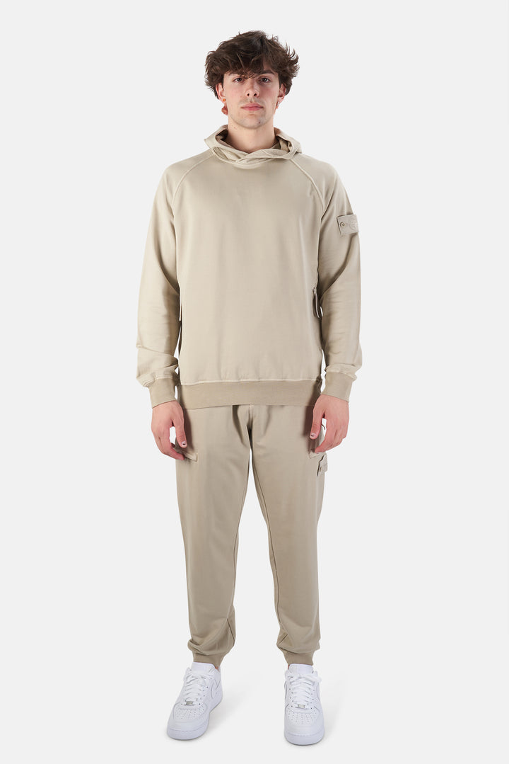 Ghost Piece Cotton Hooded Sweatshirt Khaki - blueandcream