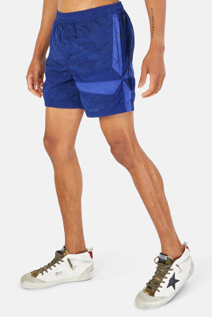 ECONYL Nylon Metal Star Inlay Shorts Bright Blue - blueandcream