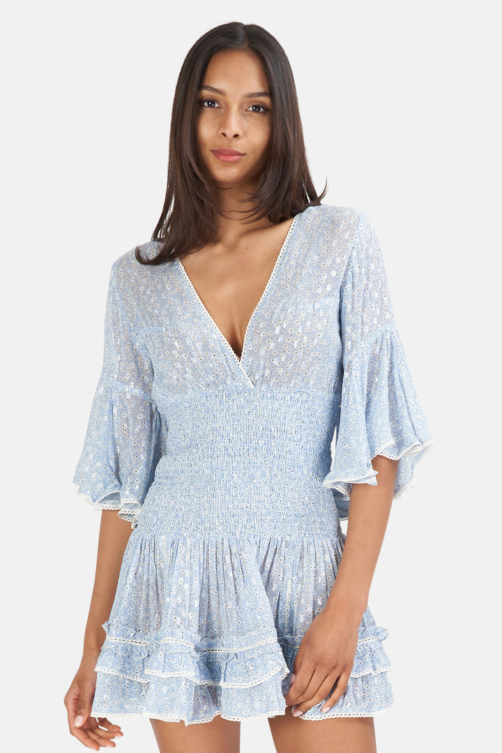 Jenina Flowers Dress Azur - blueandcream