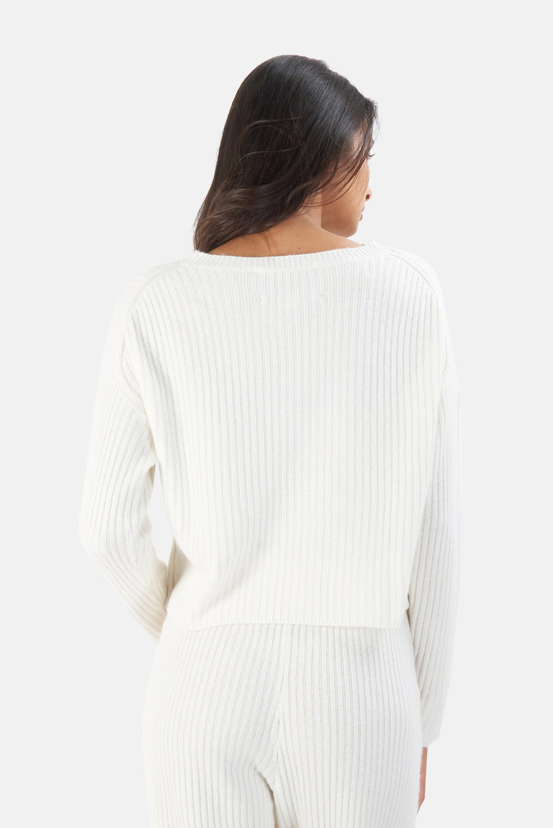 Chase Crop Cashmere Sweater White - blueandcream