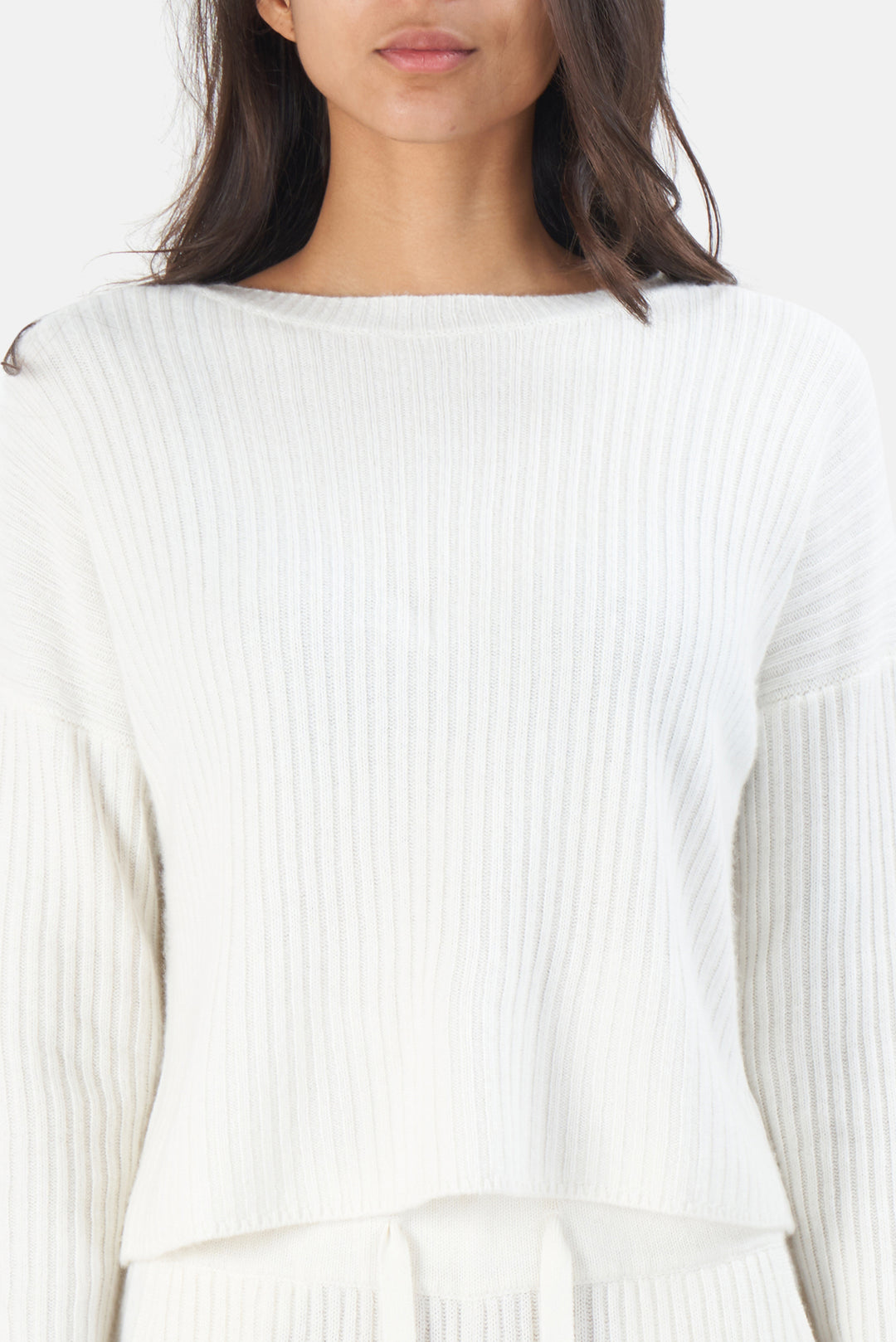 Chase Crop Cashmere Sweater White - blueandcream