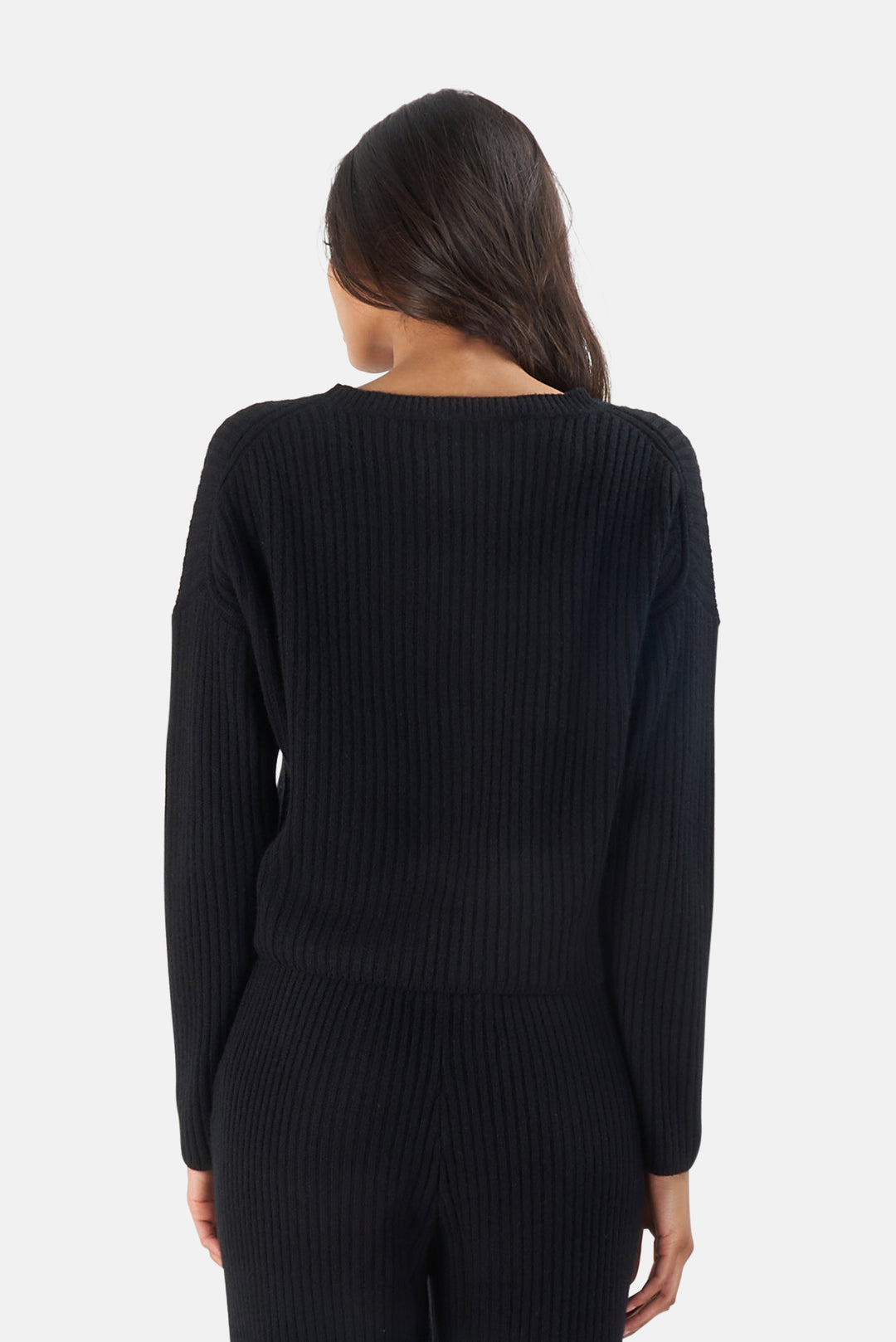 Chase Crop Cashmere Sweater Black - blueandcream