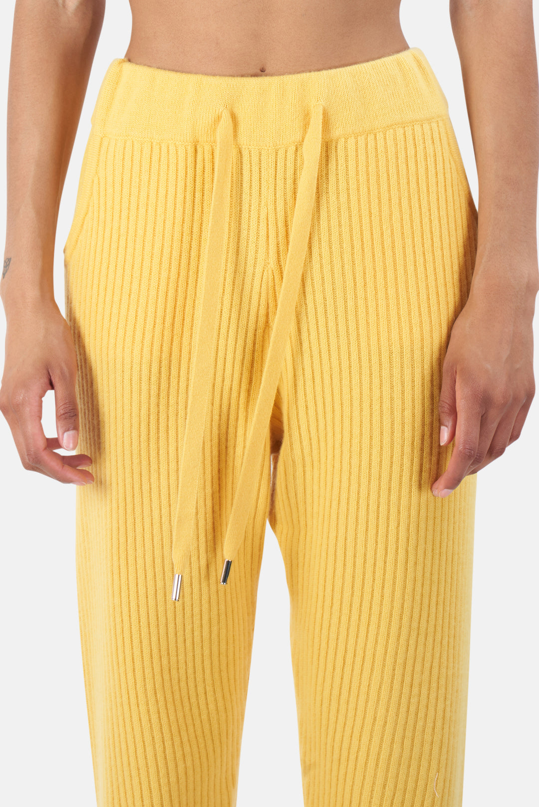 Florence Ribbed Cashmere Pants Yellow - blueandcream