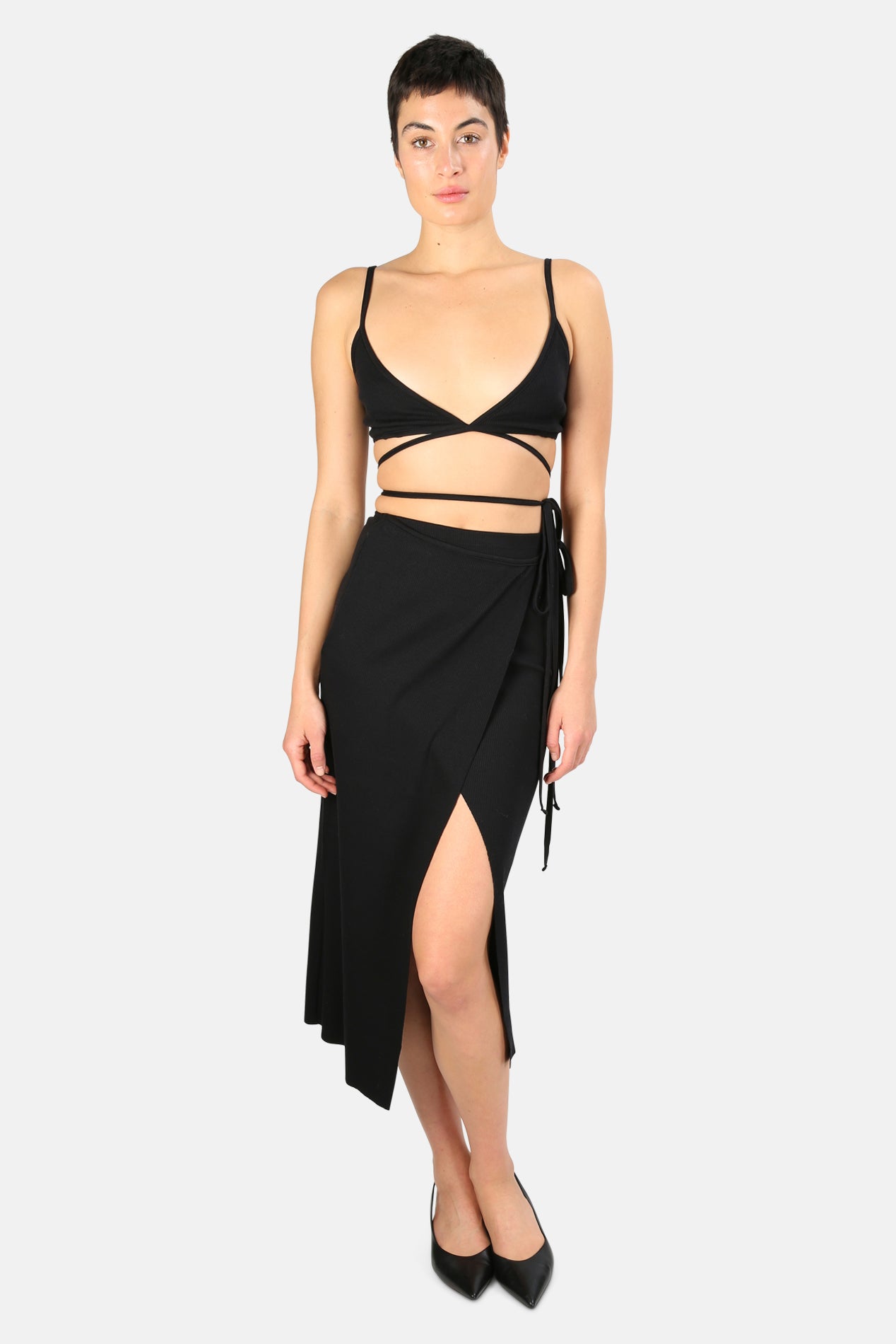 black wrap around bralette