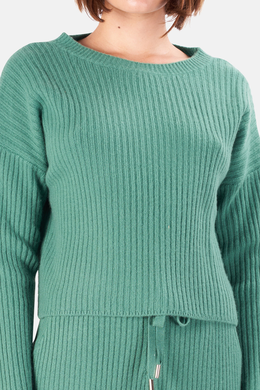 Chase Crop Cashmere Sweater Green - blueandcream