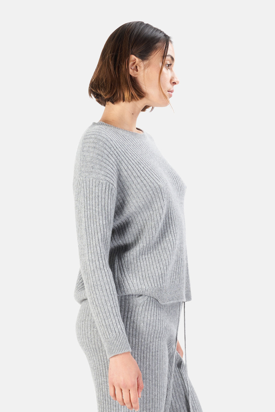 Evelyn Ribbed Cashmere Sweater Grey - blueandcream