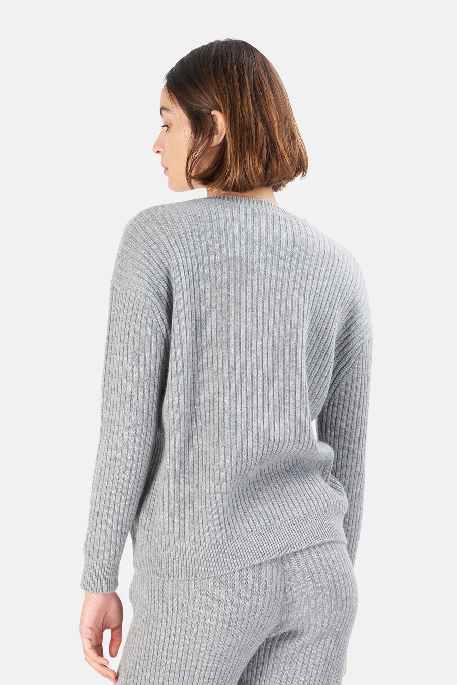 Evelyn Ribbed Cashmere Sweater Grey - blueandcream