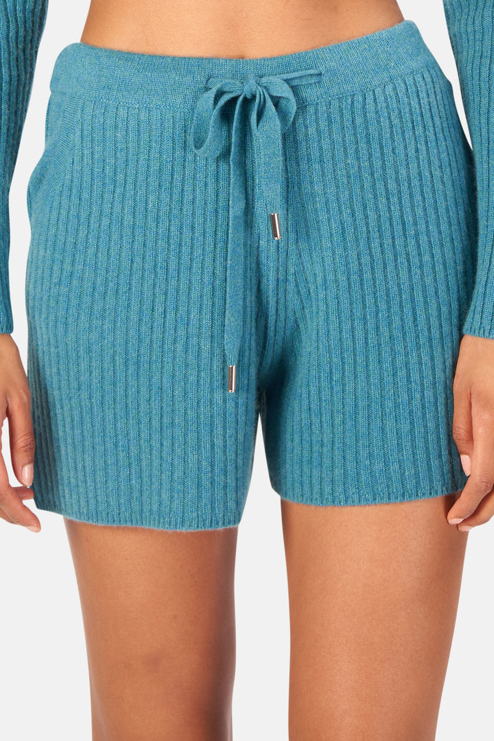 Penny Ribbed Cashmere Shorts Jade - blueandcream