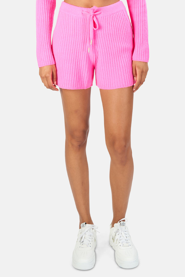 Penny Ribbed Cashmere Shorts Pink - blueandcream