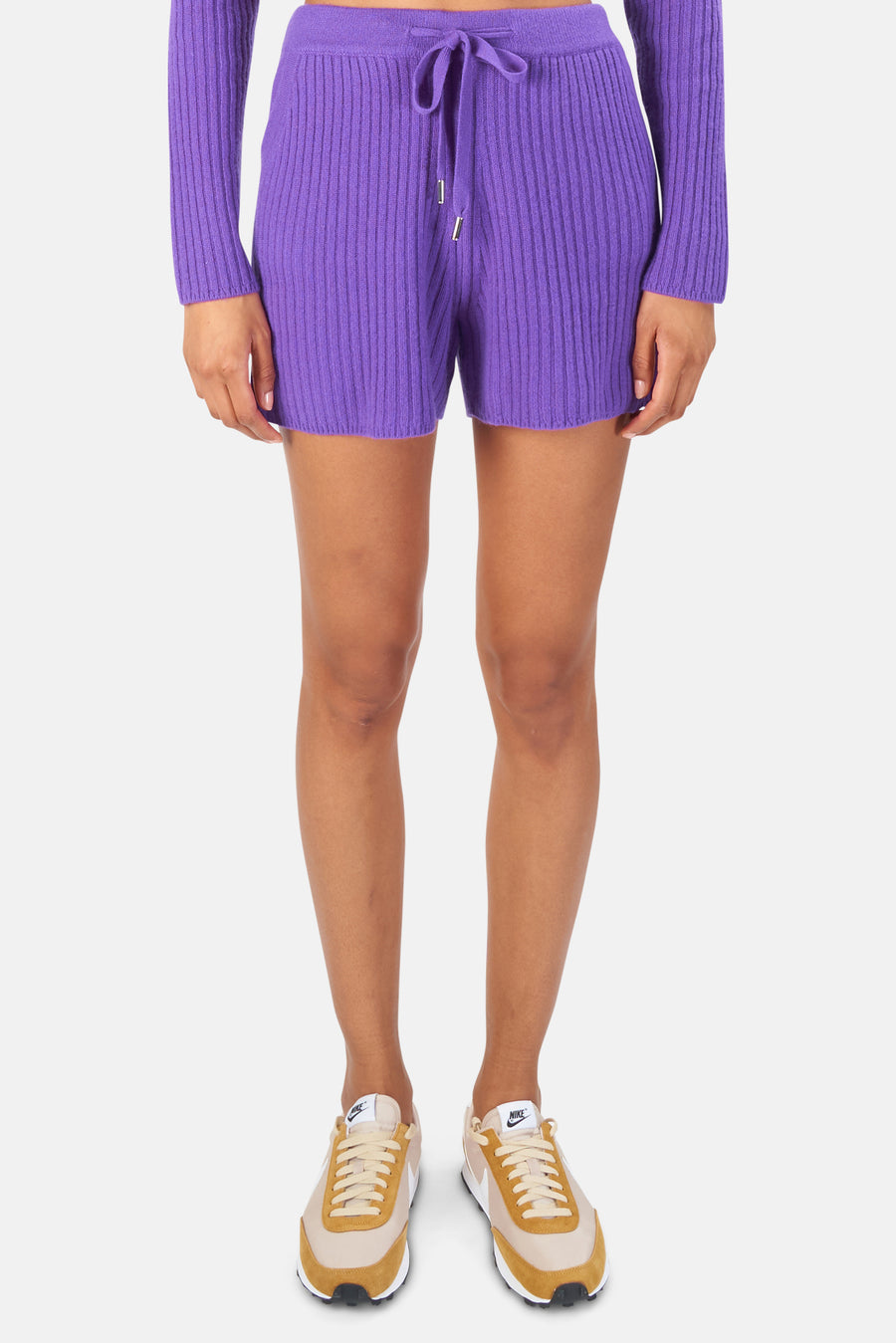 Penny Ribbed Cashmere Shorts Purple - blueandcream
