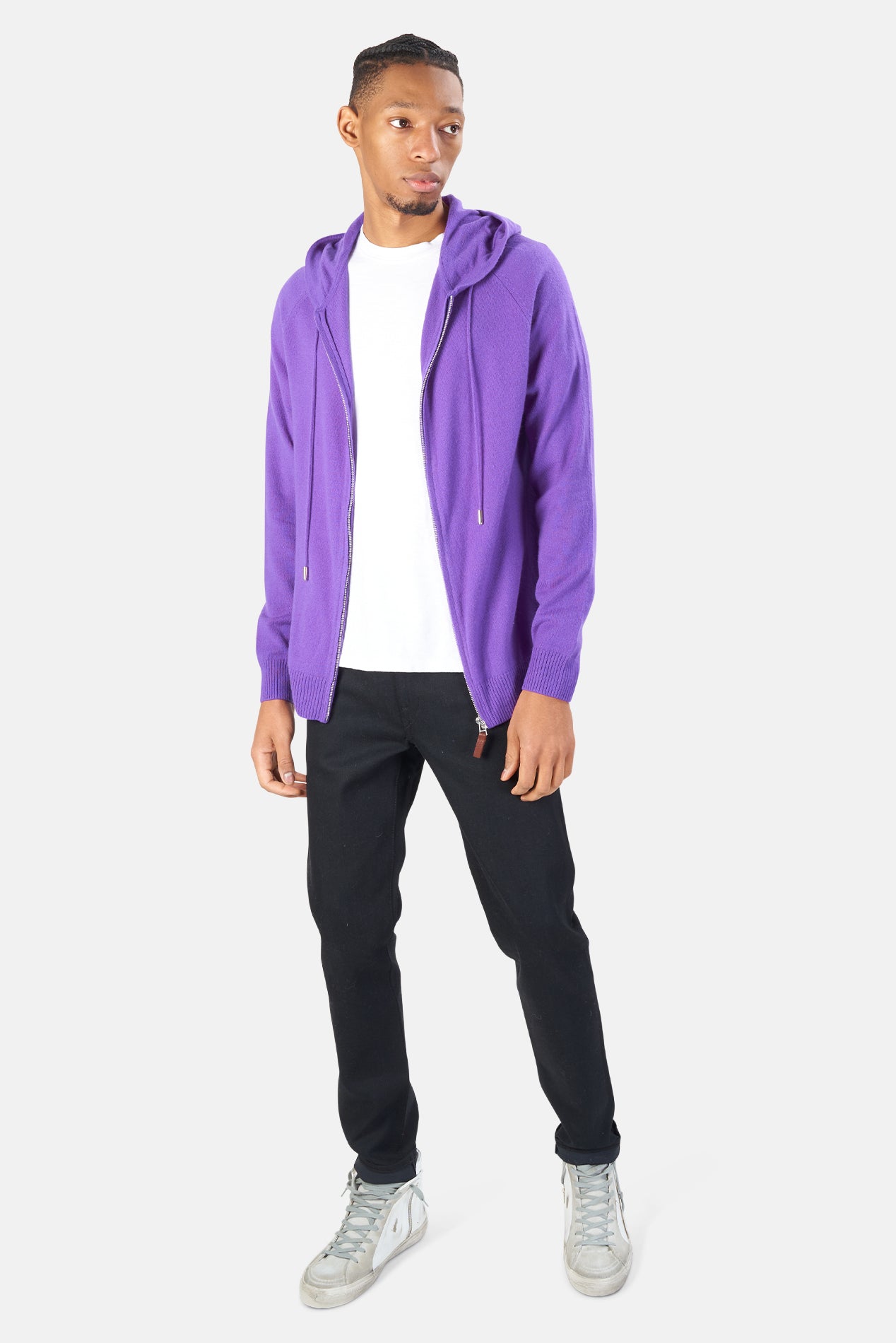 Stanford Zip Cashmere Hoodie Purple – blueandcream