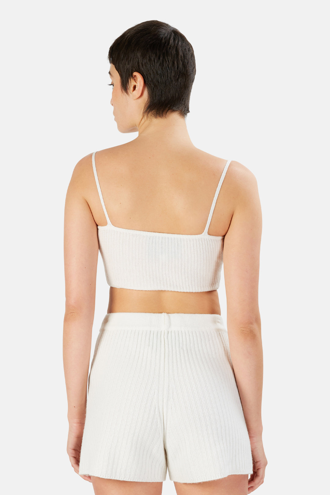 The Lane Cropped Cashmere Cami White - blueandcream