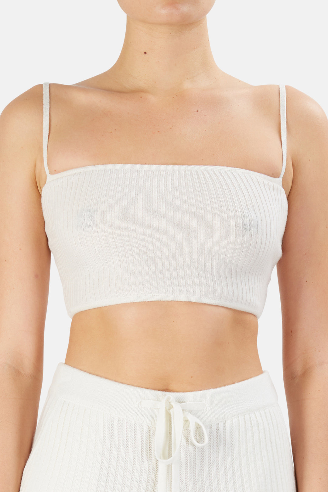 The Lane Cropped Cashmere Cami White - blueandcream