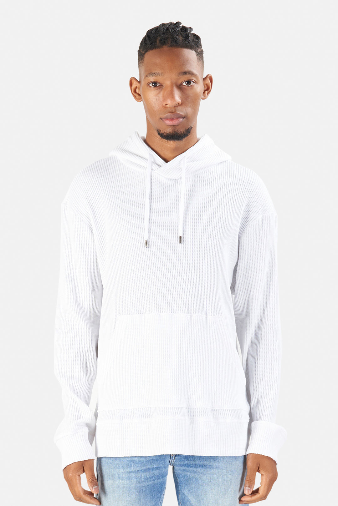 Waffle Hoodie White - blueandcream