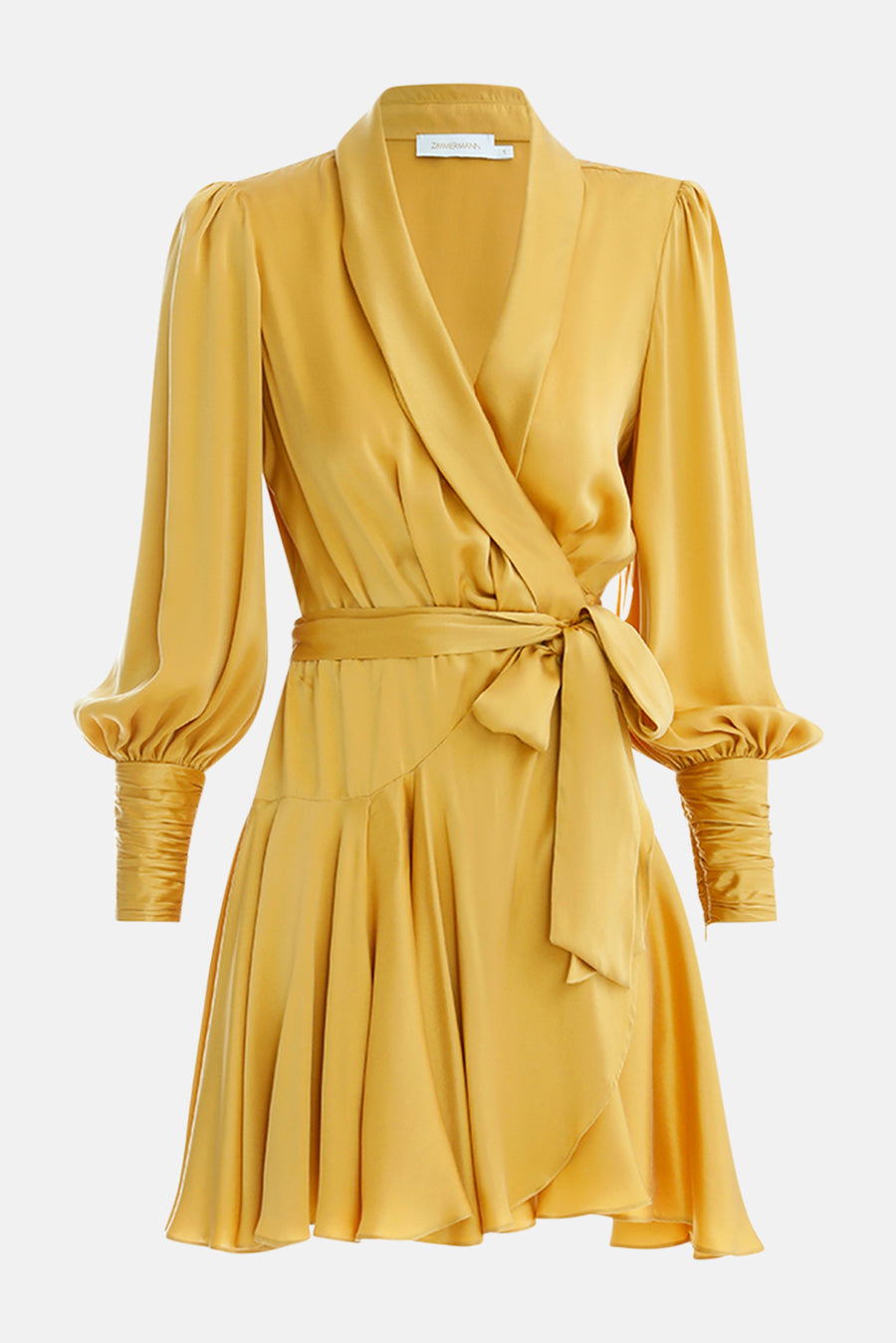 Silk Wrap Mini Dress Gold - blueandcream