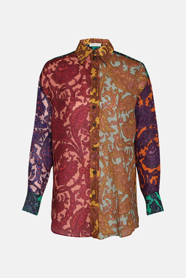 Tiggy Spliced Shirt Spliced Paisley - blueandcream