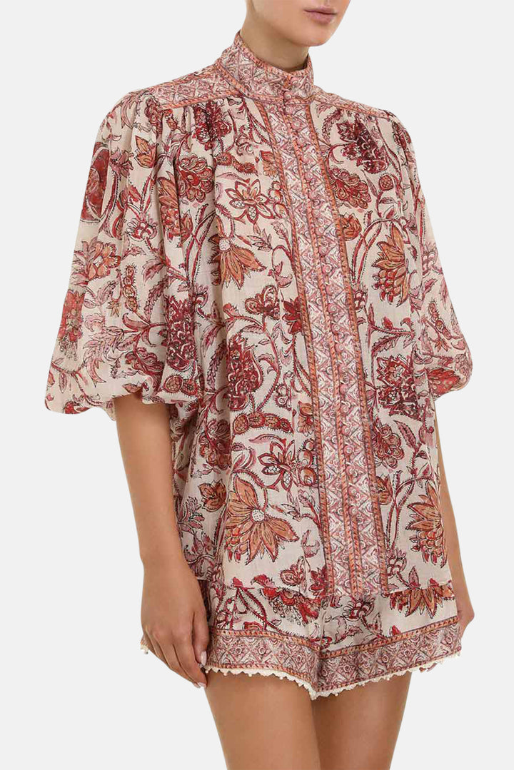 Vitali Yoke Blouse Sepia Floral