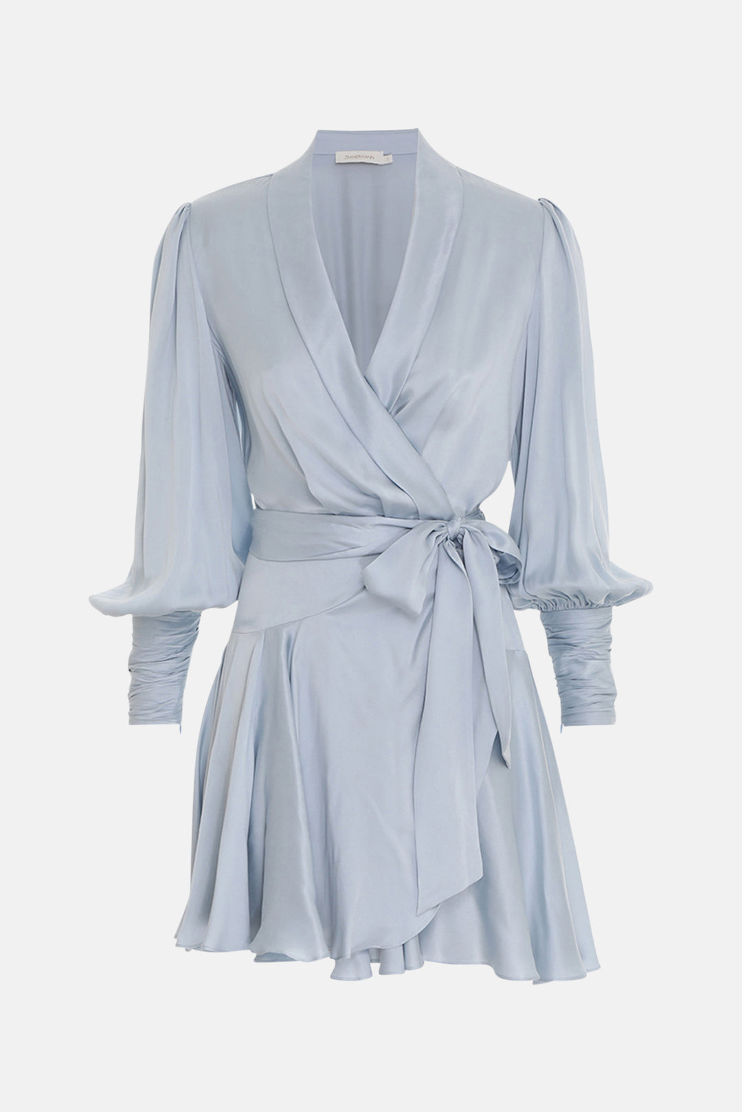Silk Wrap Mini Dress Ice Blue