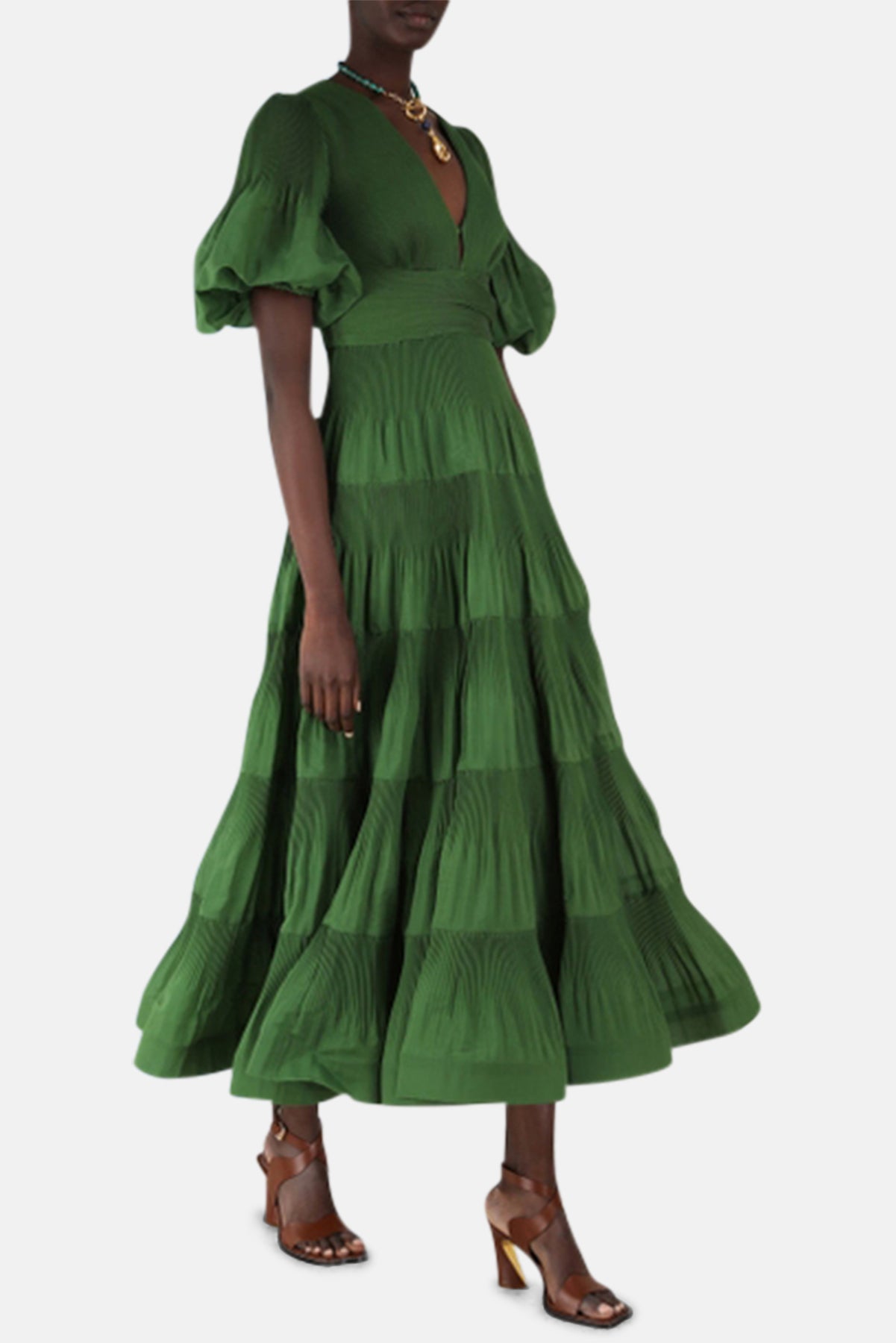 Pleated Midi Dress Green – blueandcream Pleated Midi Dress Green – blueandcream
