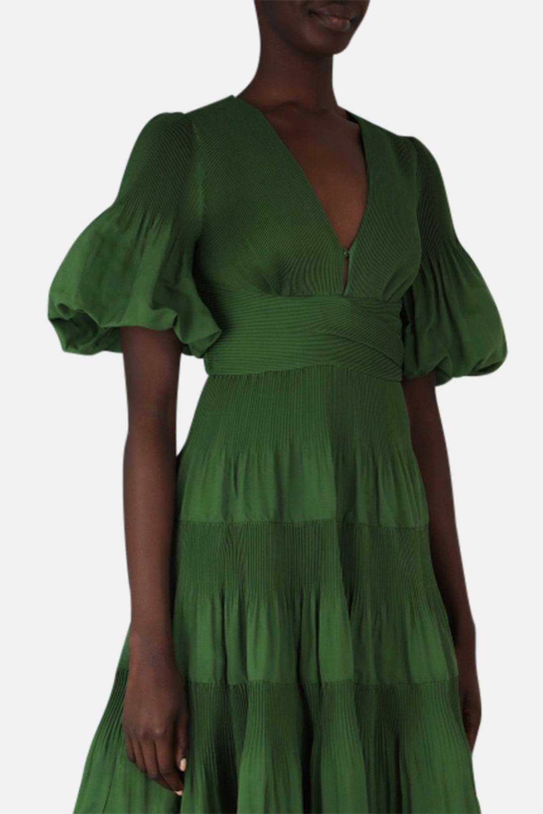 Pleated Midi Dress Green blueandcream Pleated Midi Dress Green blueandcream