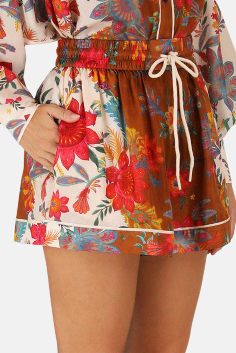 Ginger Relaxed Short Cream/Brown Floral