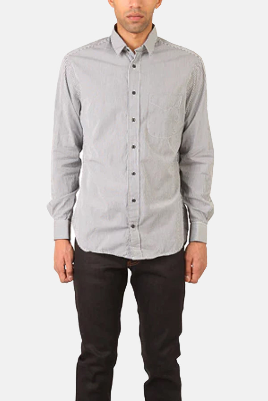 Pinpoint Shirt Black/White Stripe - blueandcream