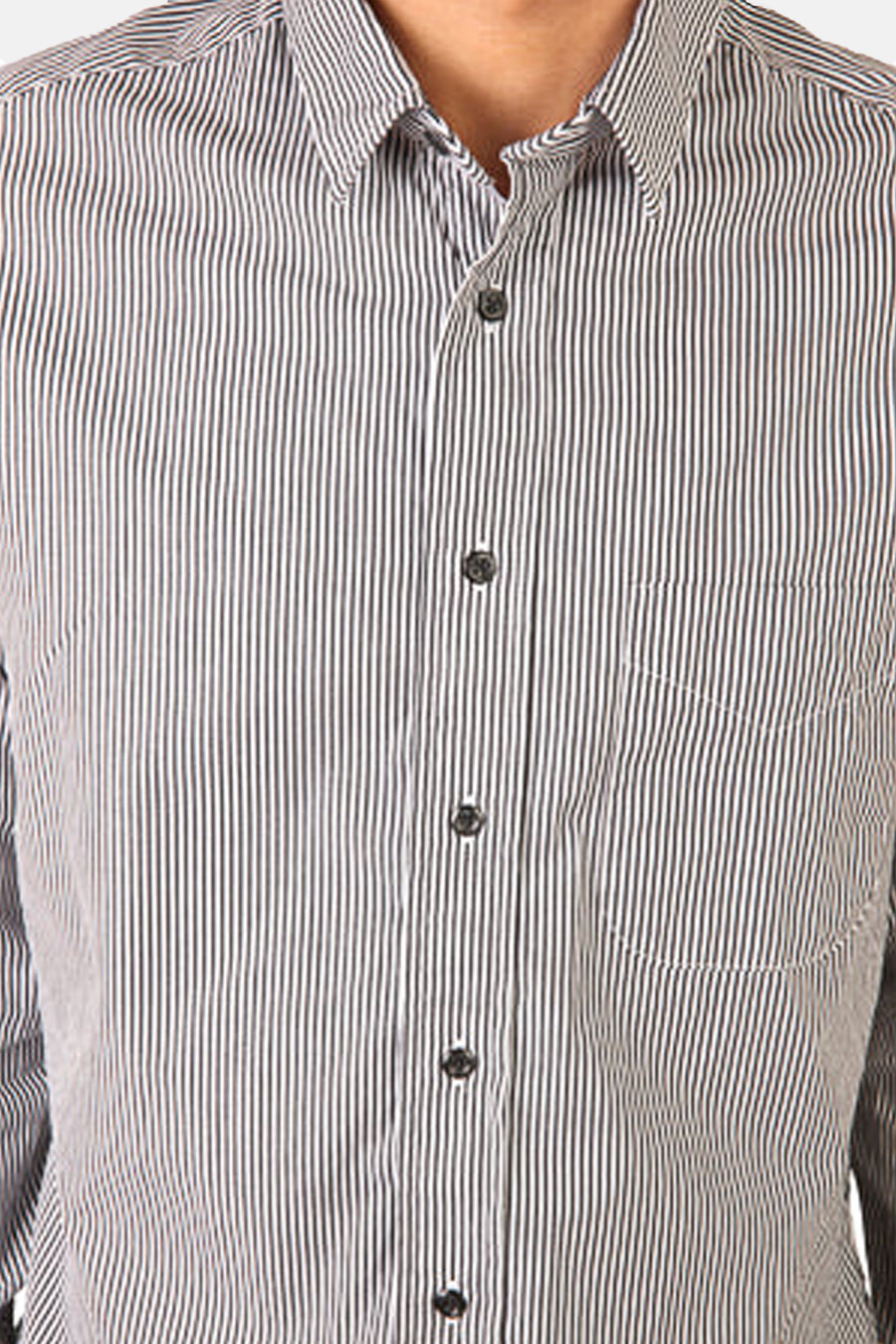 Pinpoint Shirt Black/White Stripe - blueandcream