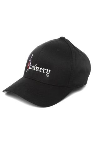 Bowery Flex Fit Hat Black/White Font - blueandcream