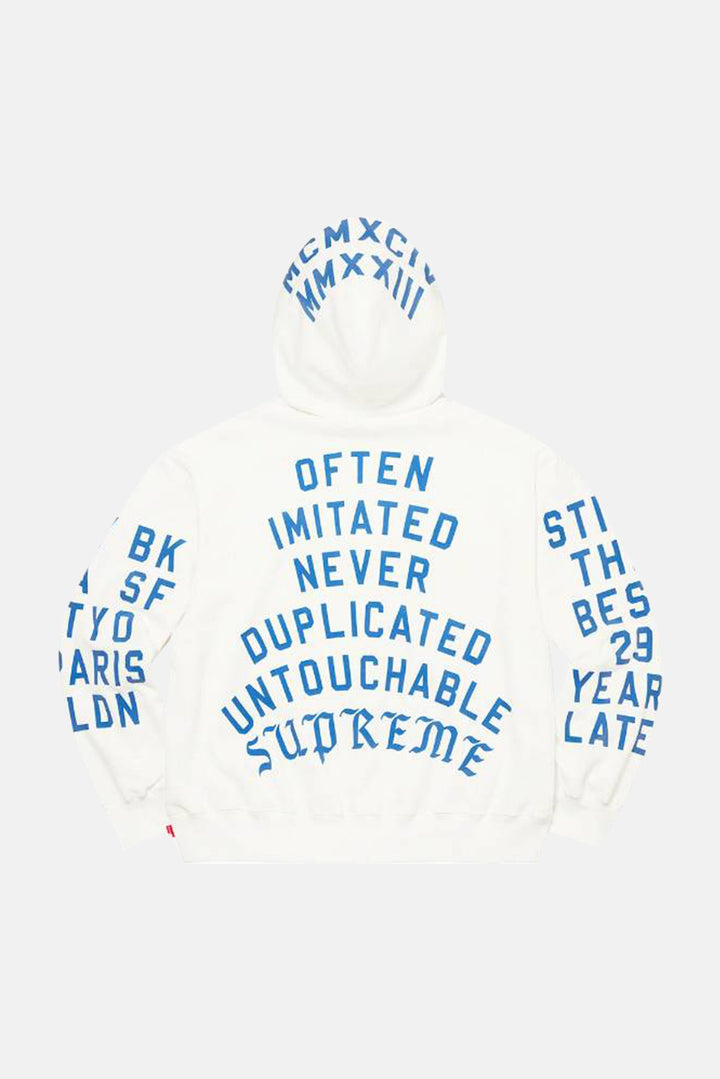 Supreme Team Flocked Hooded Sweatshirt White