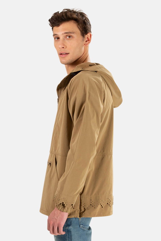 Beige Remi Relief Nylon Anorak Jacket – blueandcream