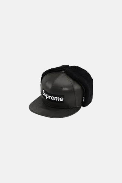 Supreme Leather Earflap New Era Black – blueandcream