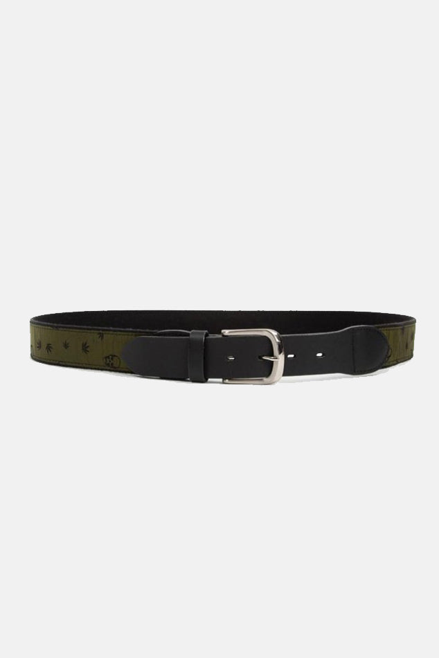 Monogram Leather Belt Olive/Black - blueandcream