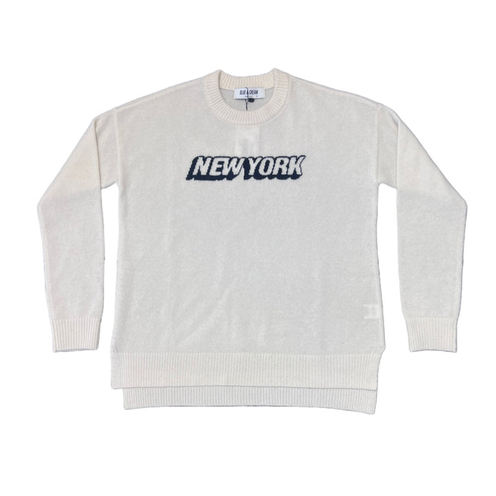 New York Intarsia Crew White - blueandcream