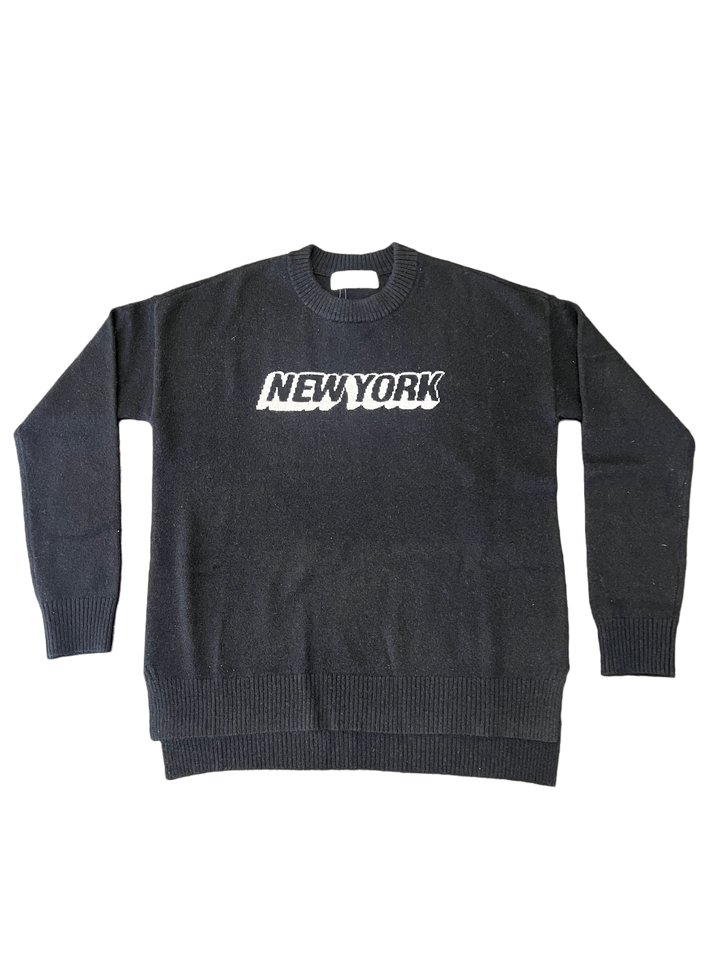 New York Intarsia Crew Black - blueandcream