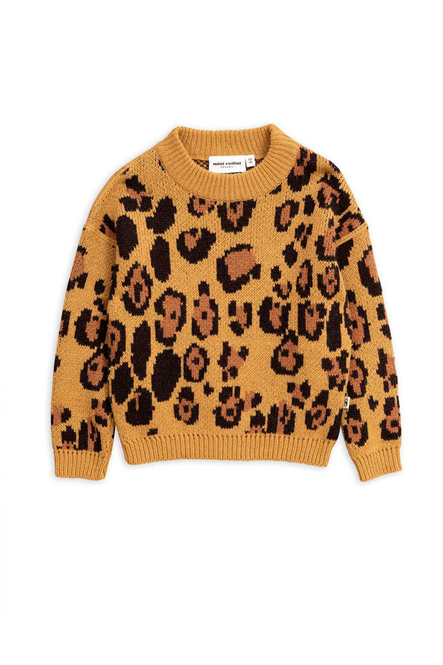 Mini Rodini Leopard Wool Sweater - blueandcream