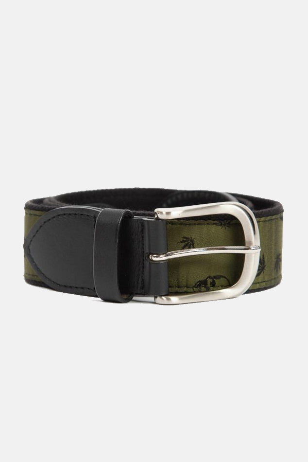 Monogram Leather Belt Olive/Black - blueandcream
