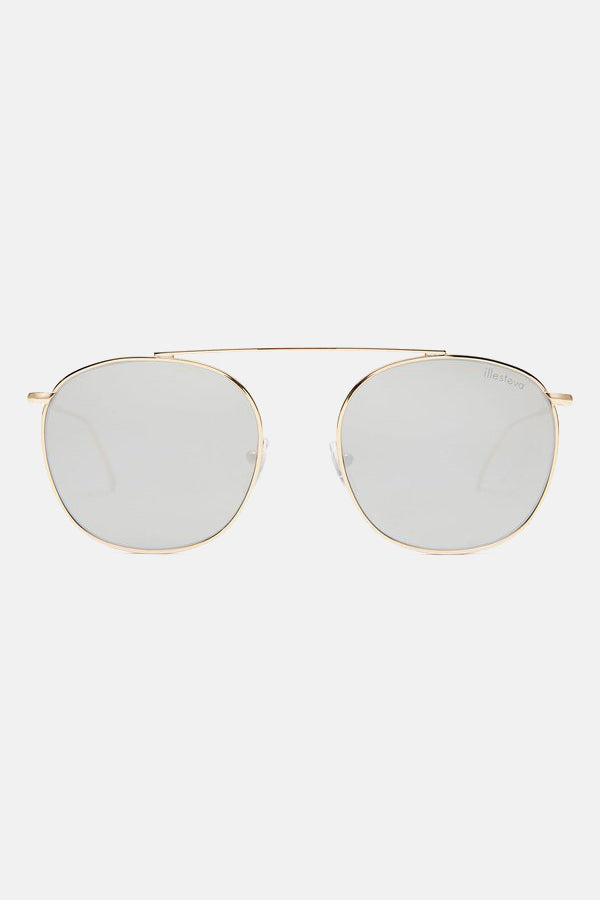 Mykonos II Sunglasses Gold/Silver Flat Mirror - blueandcream