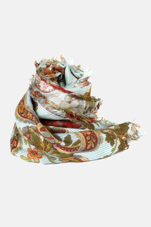 Pilar Silk Modal Scarf Multi - blueandcream